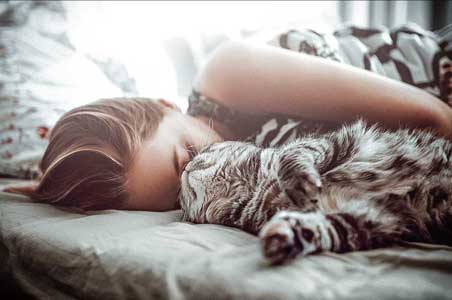 Почему кошка спит с вами?
